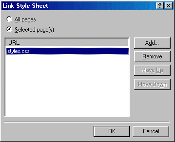 [Link Style Sheet dialog box]