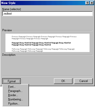 [New Style dialog box]
