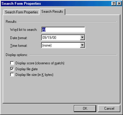 [Search Form Properties dialog box]